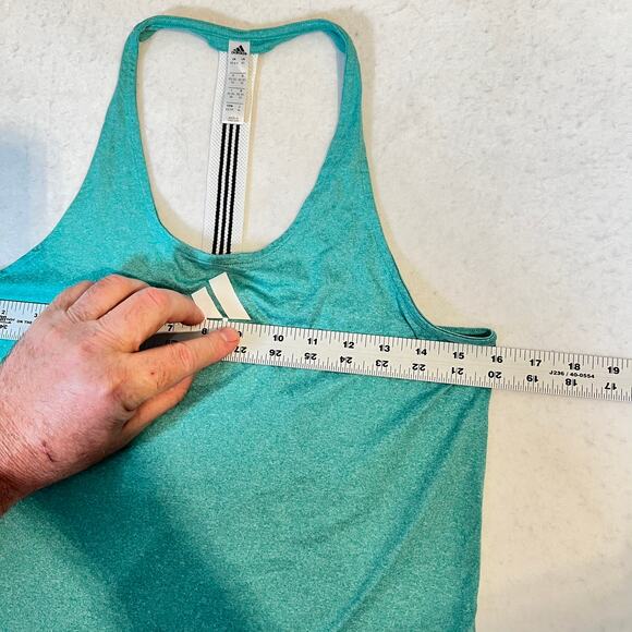 Adidas Racerback Workout Shirt Woman XS Heathered Green Race Tanktop Performance - Picture 5 of 8